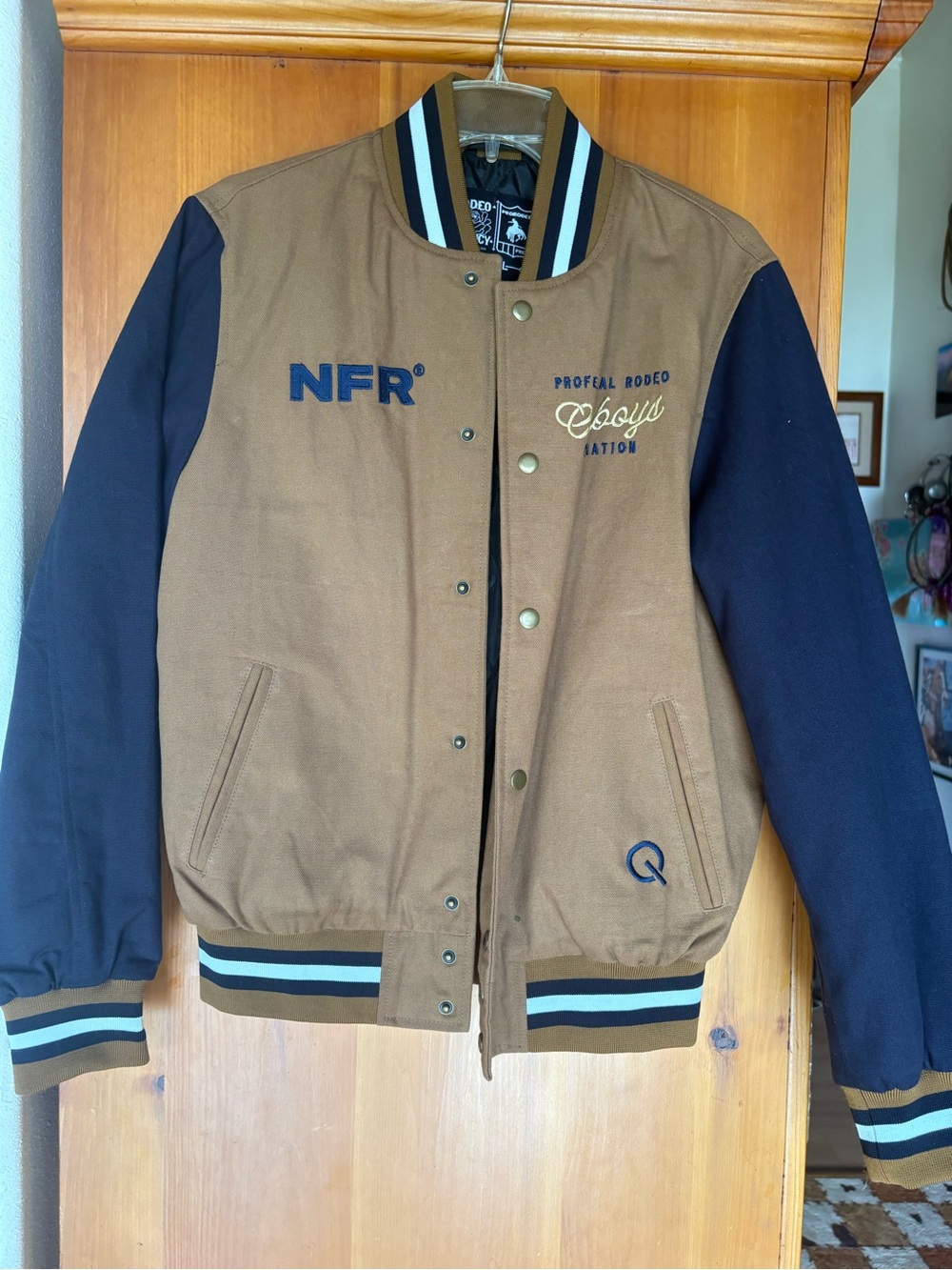 Rodeo Quincy NFR Brown & Navy Bomer  Jacket